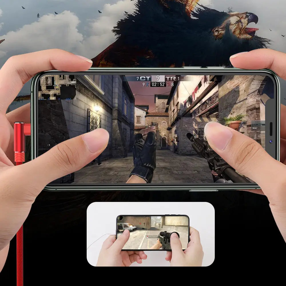 Cable de carga rapida USB de 90 grados para iPhone varios colores alidrosip