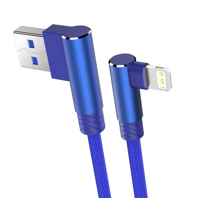 Cable de carga rapida USB de 90 grados para iPhone varios colores alidrosip