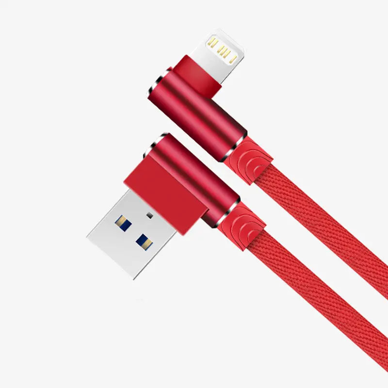 Cable de carga rapida USB de 90 grados para iPhone varios colores alidrosip