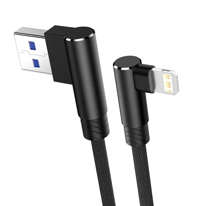 Cable de carga rapida USB de 90 grados para iPhone varios colores alidrosip