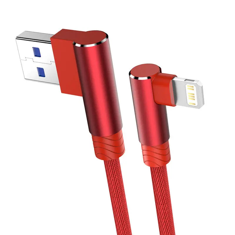 Cable de carga rapida USB de 90 grados para iPhone varios colores alidrosip