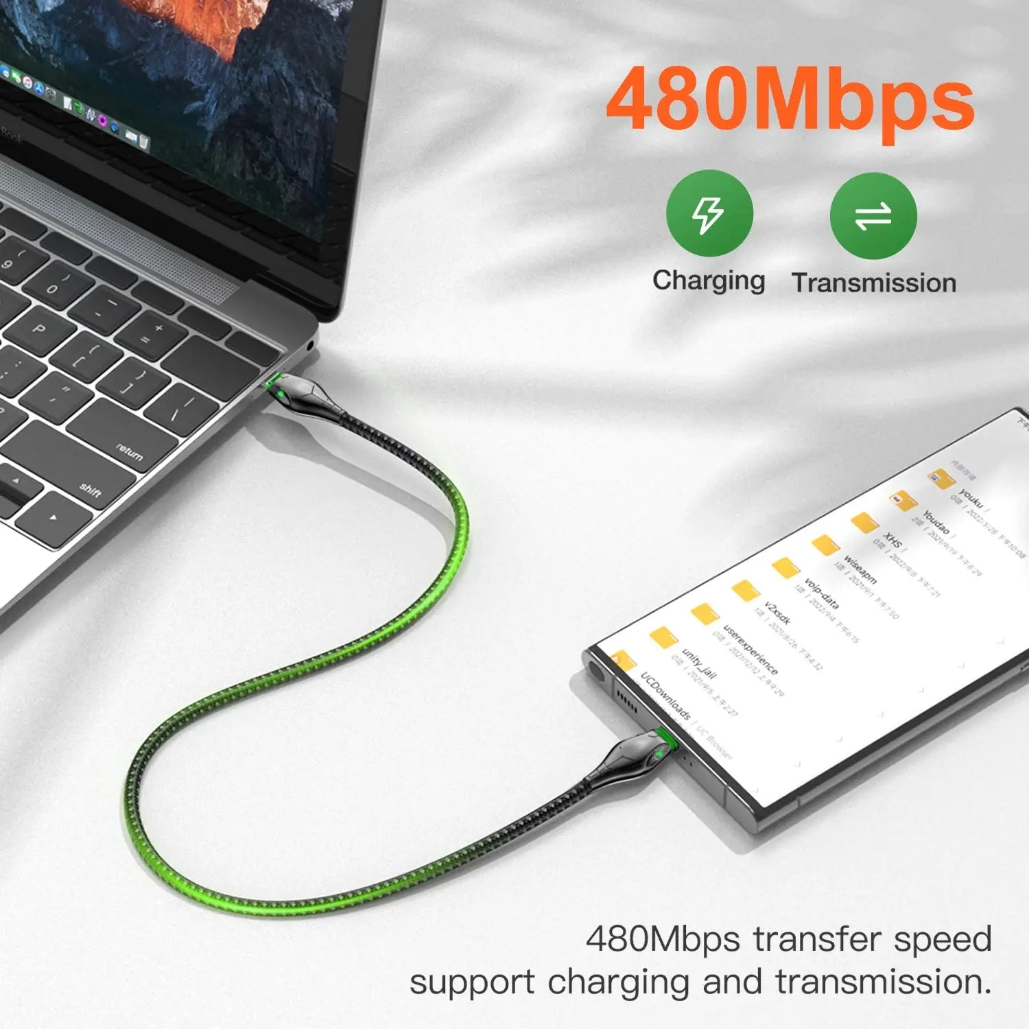 Cable de datos de carga rápida PD 100W tipo C para Samsung, Huawei, Xiaomi, POCO, Oneplus, Macbook, iPad - La zona Apple