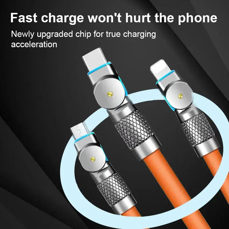 Cable de rotación de carga rápida 3 en 1, tipo C para Xiaomi, iPhone, Huawei, 1,2m La zona Apple