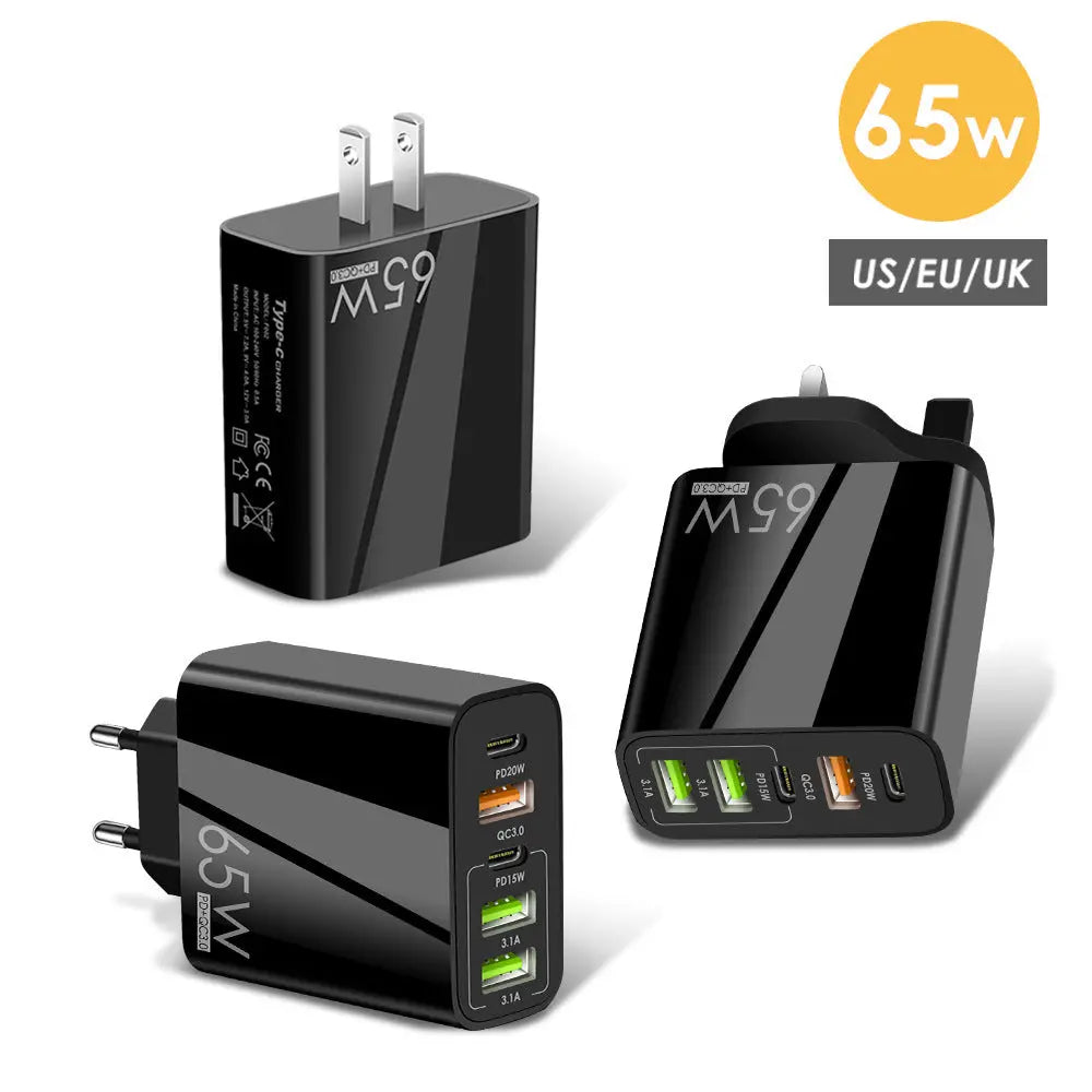 Cargador USB tipo C de carga rápida, adaptador de teléfono móvil para iPhone, Xiaomi, Huawei, Samsung, ipad, Realme, oneplus, tableta, 65W, PD, QC3.0 alidrosip