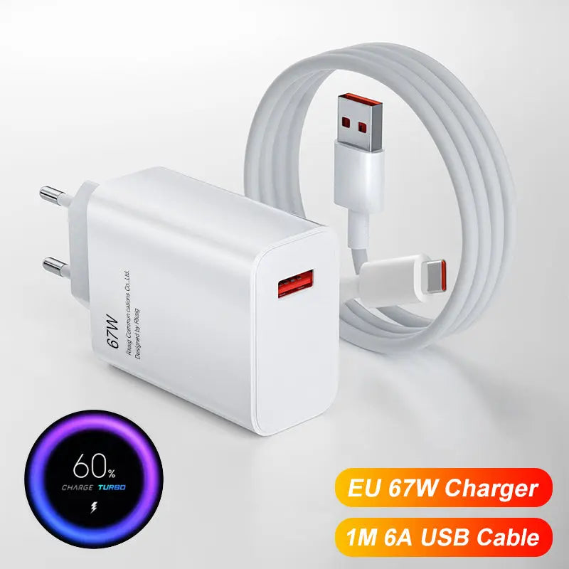 Cargador rápido de 67W para Xiaomi Mi 13, 12, 11, Ultra Lite, 12 T Pro, Cable USB tipo C, Note 12 Redmi, Turbo 11, 10 Pro alidrosip