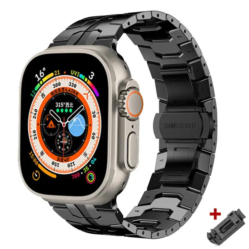 Correa de Metal Premium para Apple Watch, Pulsera de Acero Inoxidable de Color Titanio para iWatch 8, 7, 6, 5, 4, SE, 49mm, 45mm, 44mm, 42mm - La zona Apple