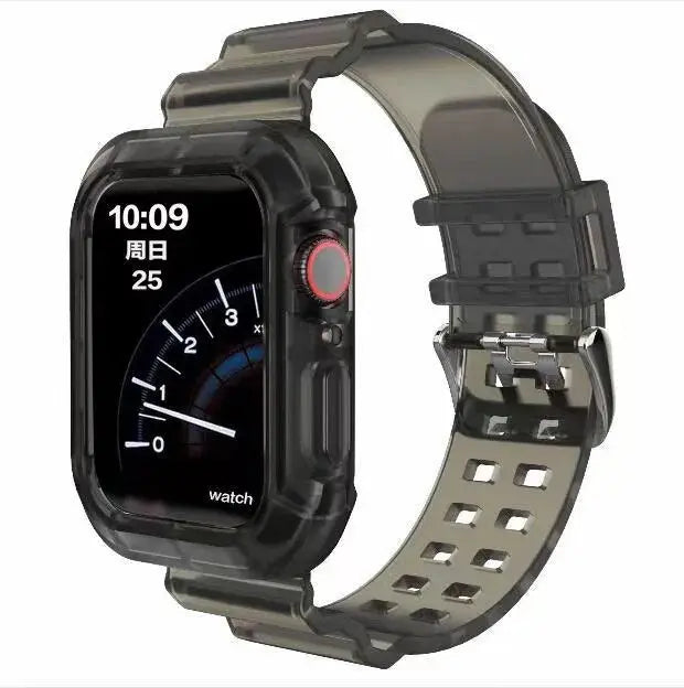 Correa y funda transparentes para Apple Watch Series 8, 7, 6, SE, 5, 4, 45mm, 44mm, 42mm, 41mm, correa de goma transparente para iwatch 3, 2, 38mm, 40mm - La zona Apple