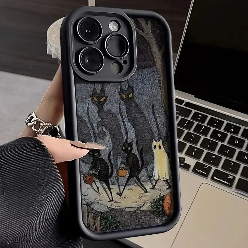 Dark Funny Monster Cat Fox funda de teléfono creativa para iPhone 15 14 13 11 12 Pro Max 7 8 Plus X XS Max XR SE2, cubierta trasera a prueba de golpes - La zona Apple