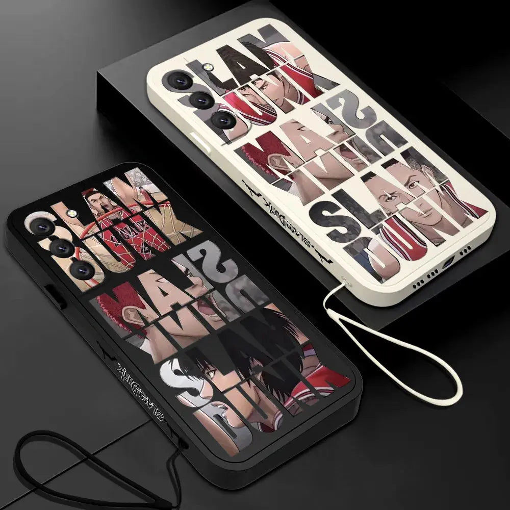 Funda de Teléfono Anime Slam Dunk Shohoku para Samsung Galaxy - Compatible con S23, S22, S21, S20 Ultra, Plus, FE, S10 4G, S9, Note 20, 10 Plus - Incluye Cordón - La zona Apple