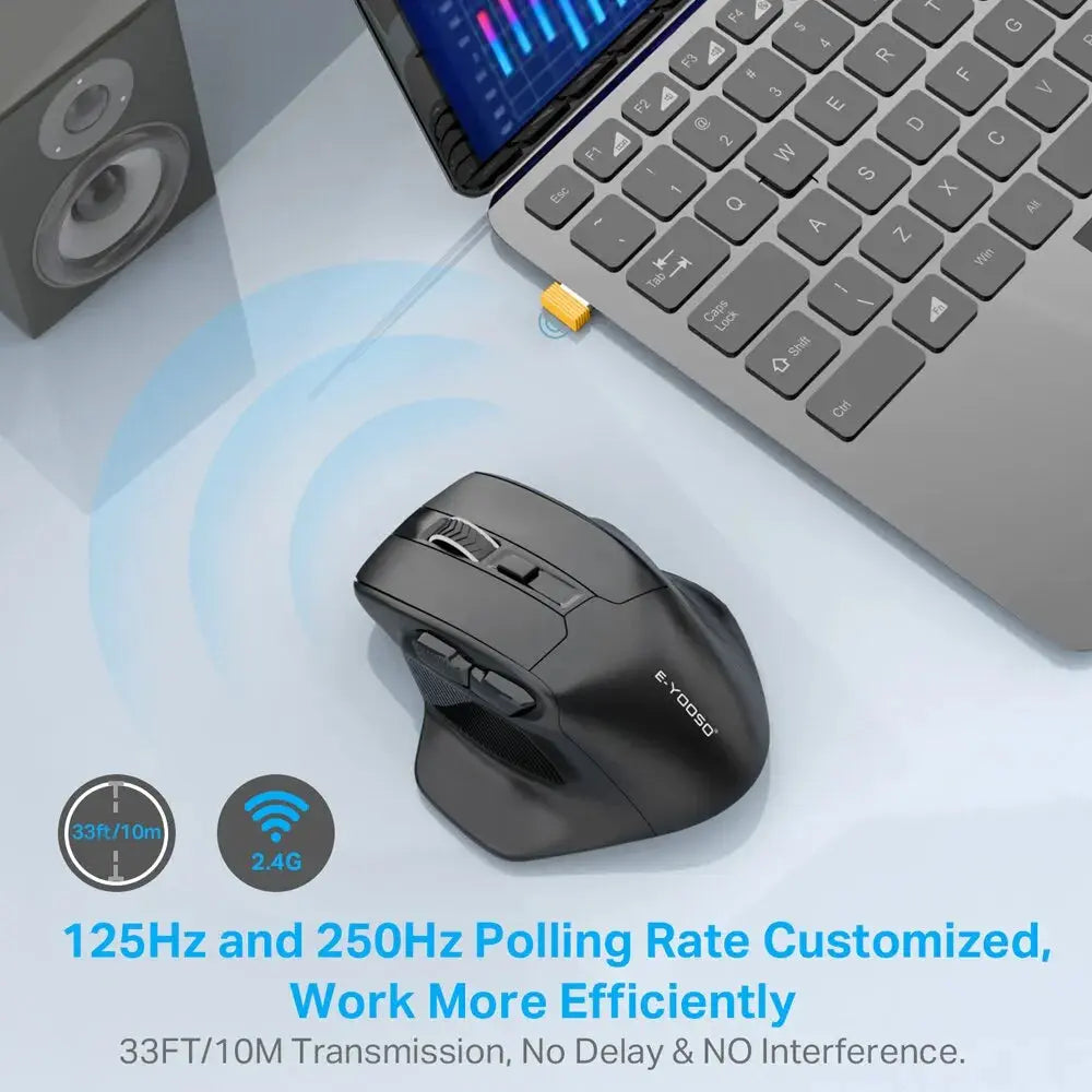 Ratón Inalámbrico para Juegos X-31: Periférico Grande con USB 2.4G, PAW3212 4800 DPI, 5 Botones para Ordenador Portátil y PC - La zona Apple
