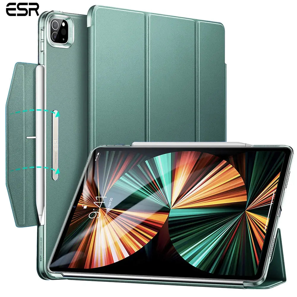 ESR-funda protectora trasera dura para iPad Pro 11, funda para iPad Air 5 4, iPad Pro 12,9, mini 6 Ascend, triple pliegue - La zona Apple