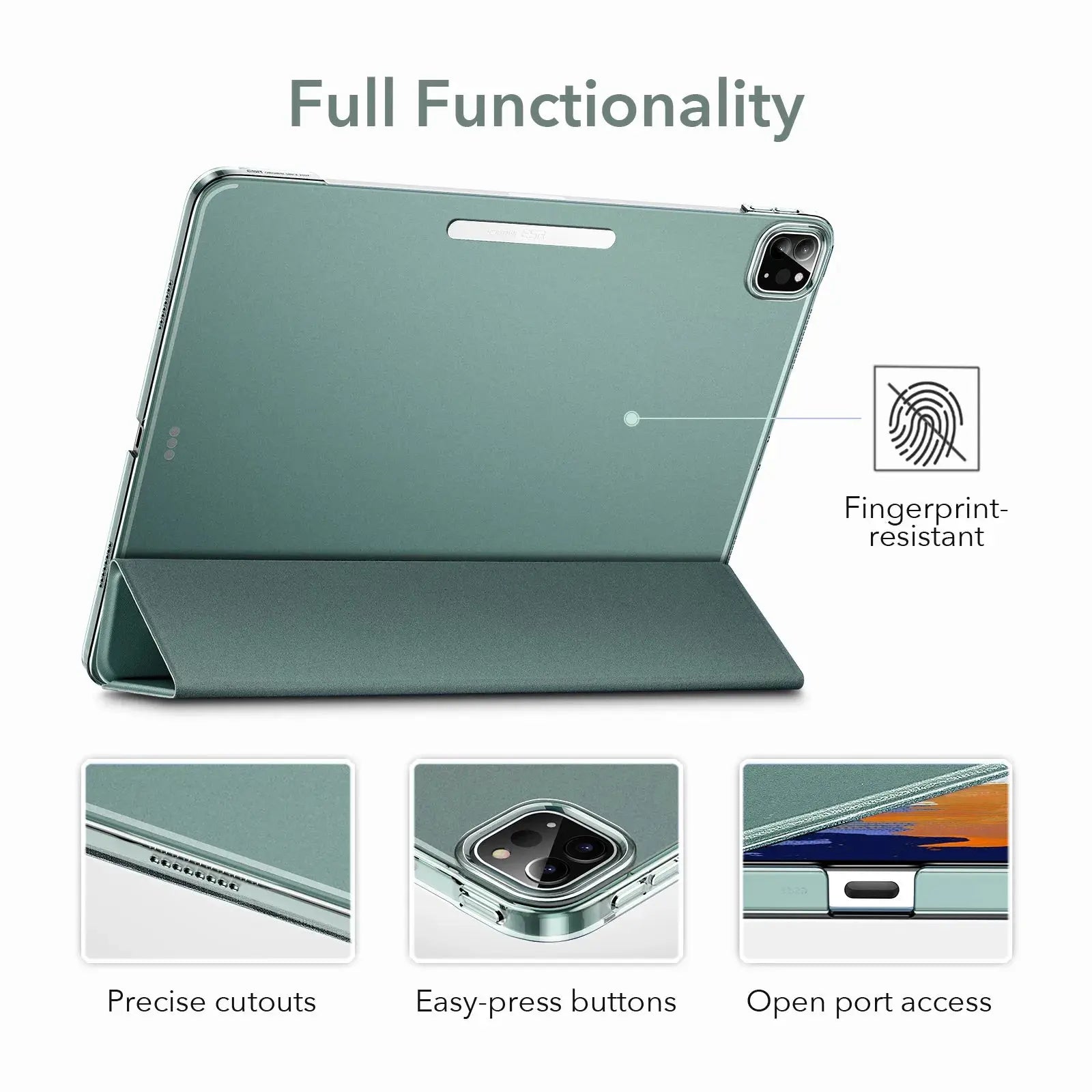 ESR-funda protectora trasera dura para iPad Pro 11, funda para iPad Air 5 4, iPad Pro 12,9, mini 6 Ascend, triple pliegue - La zona Apple