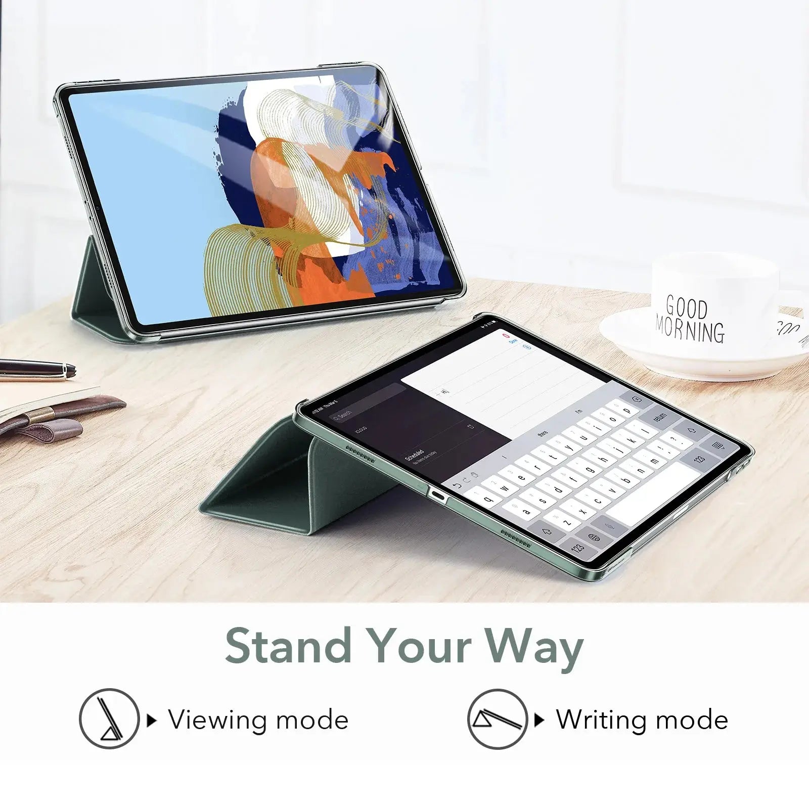 ESR-funda protectora trasera dura para iPad Pro 11, funda para iPad Air 5 4, iPad Pro 12,9, mini 6 Ascend, triple pliegue - La zona Apple