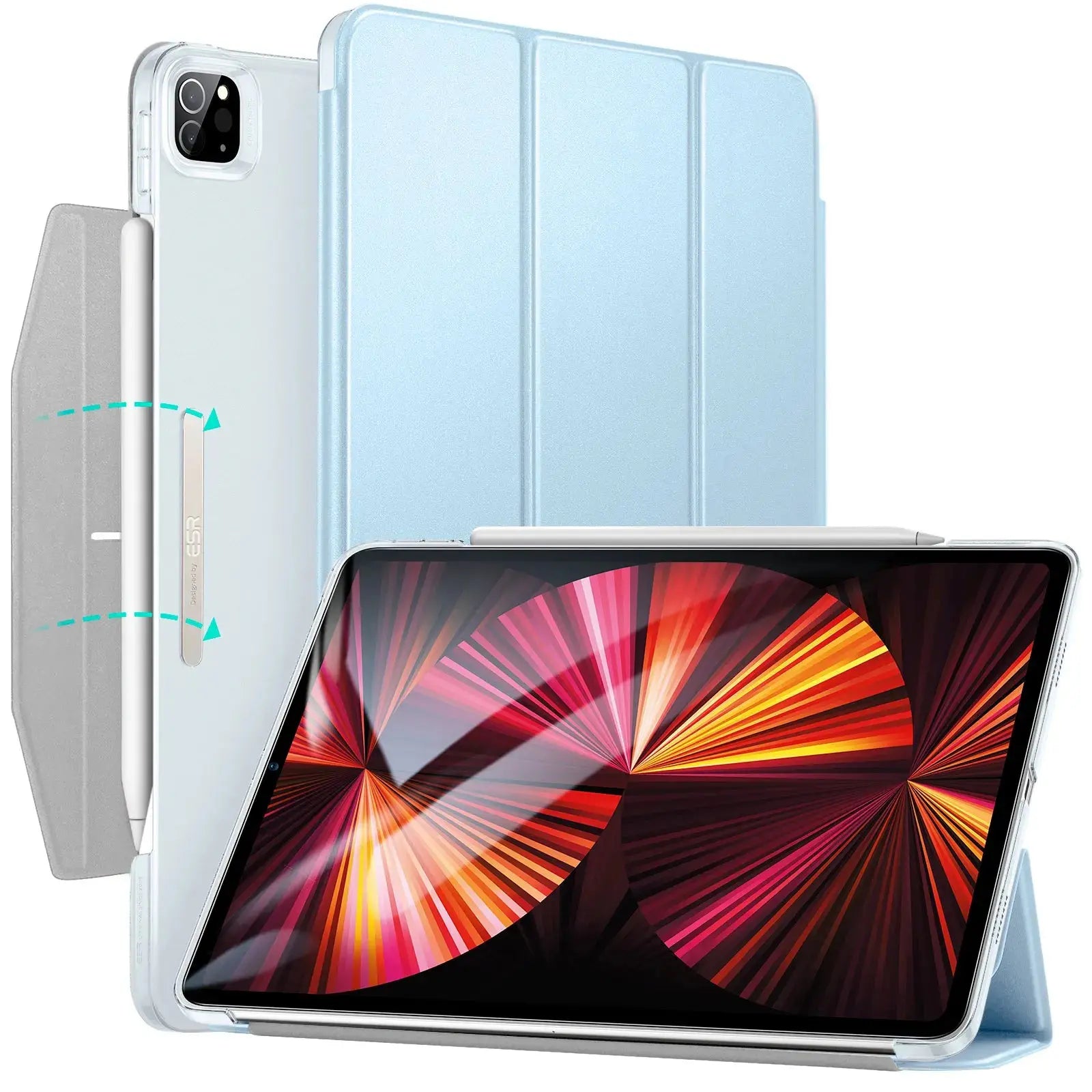 ESR-funda protectora trasera dura para iPad Pro 11, funda para iPad Air 5 4, iPad Pro 12,9, mini 6 Ascend, triple pliegue - La zona Apple