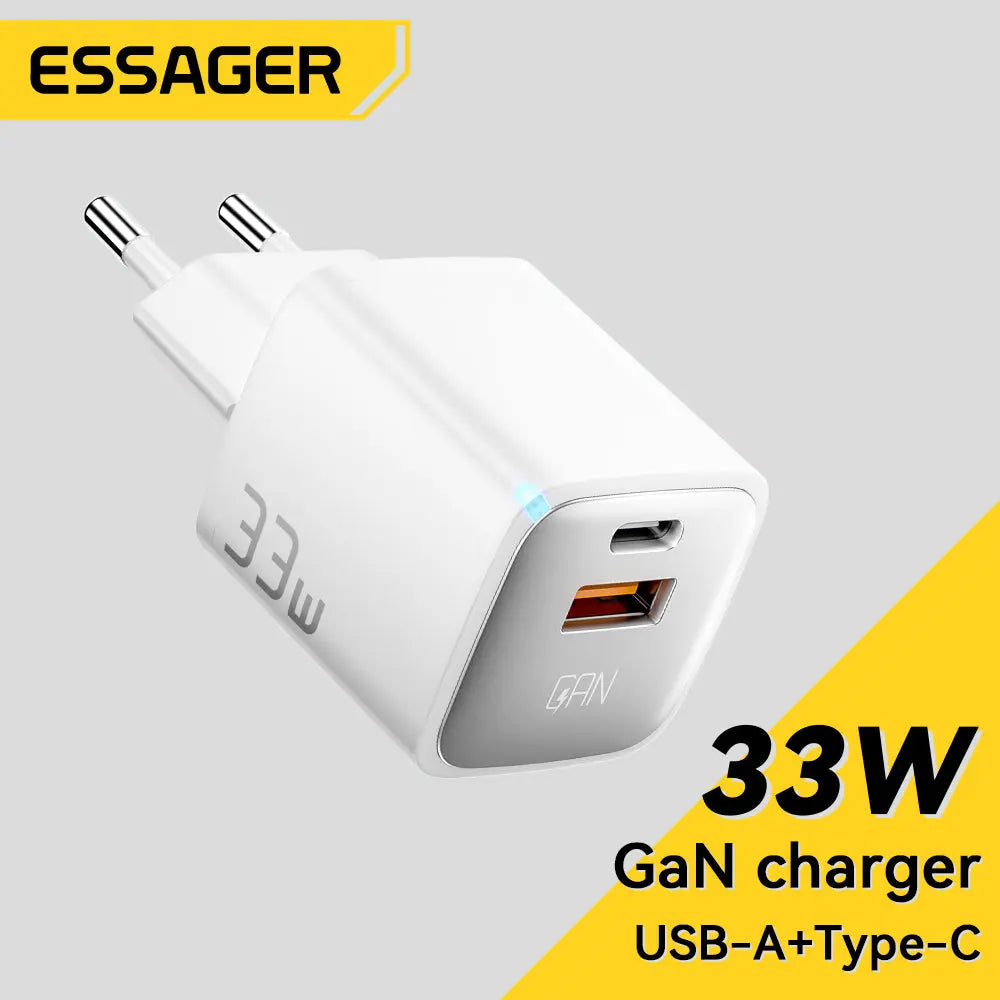 Essager-cargador rápido GaN de 33W PD, Cargador USB tipo C para iPhone 14, 13 Pro Max, Macbook, Xiaomi alidrosip