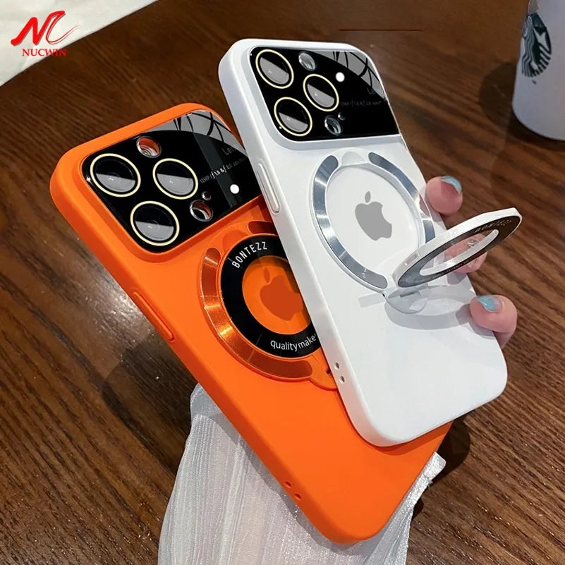 Funda Magsafe con soporte y Protector de lente de vidrio para iPhone 15,14, 13, 12, 11, - La zona Apple
