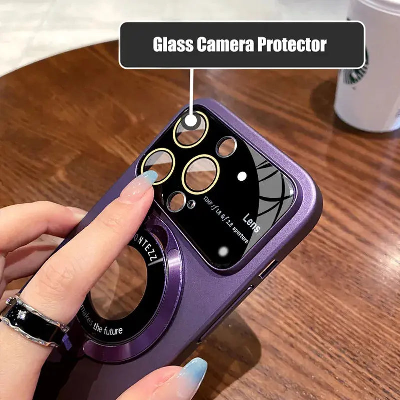 Funda Magsafe con soporte y Protector de lente de vidrio para iPhone 15,14, 13, 12, 11, - La zona Apple