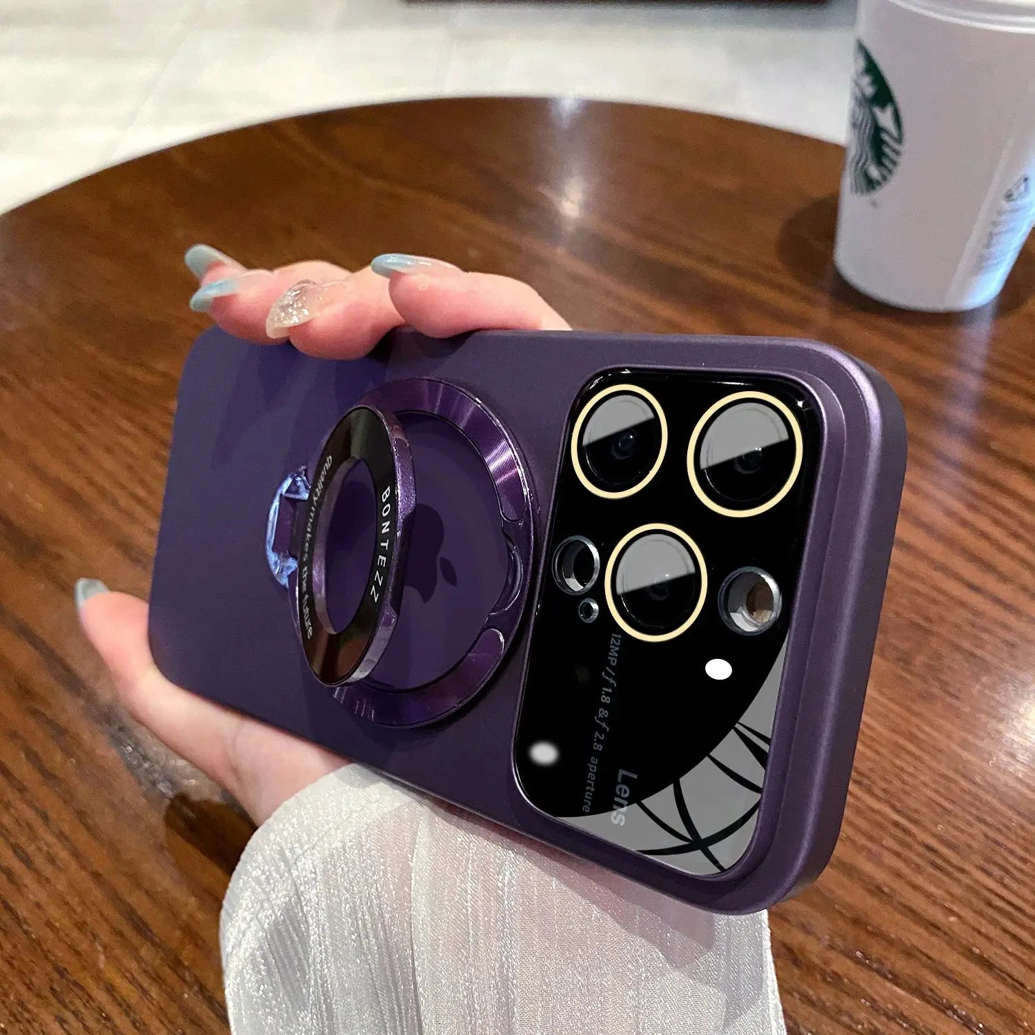 Funda Magsafe con soporte y Protector de lente de vidrio para iPhone 15,14, 13, 12, 11, - La zona Apple