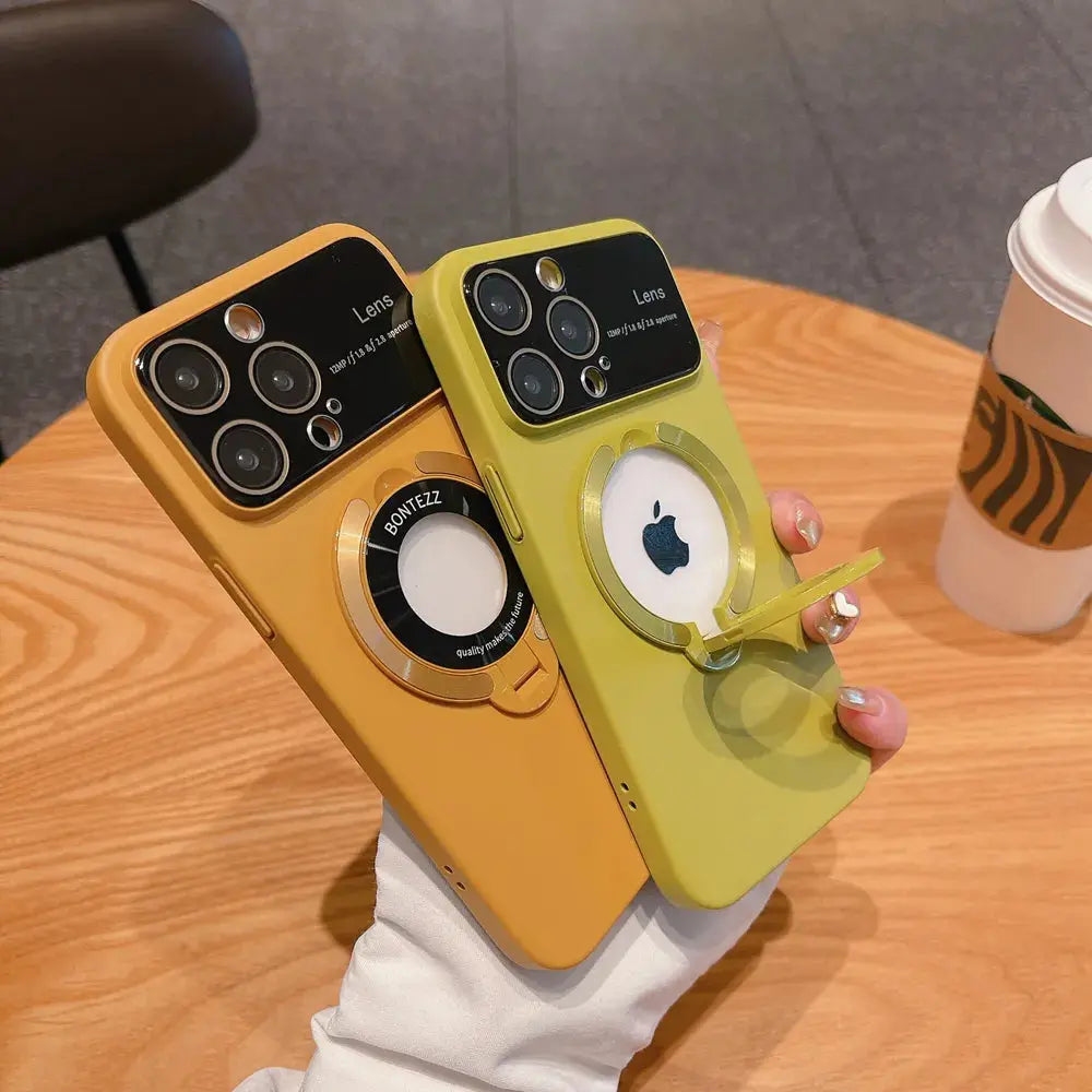 Funda Magsafe con soporte y Protector de lente de vidrio para iPhone 15,14, 13, 12, 11, - La zona Apple