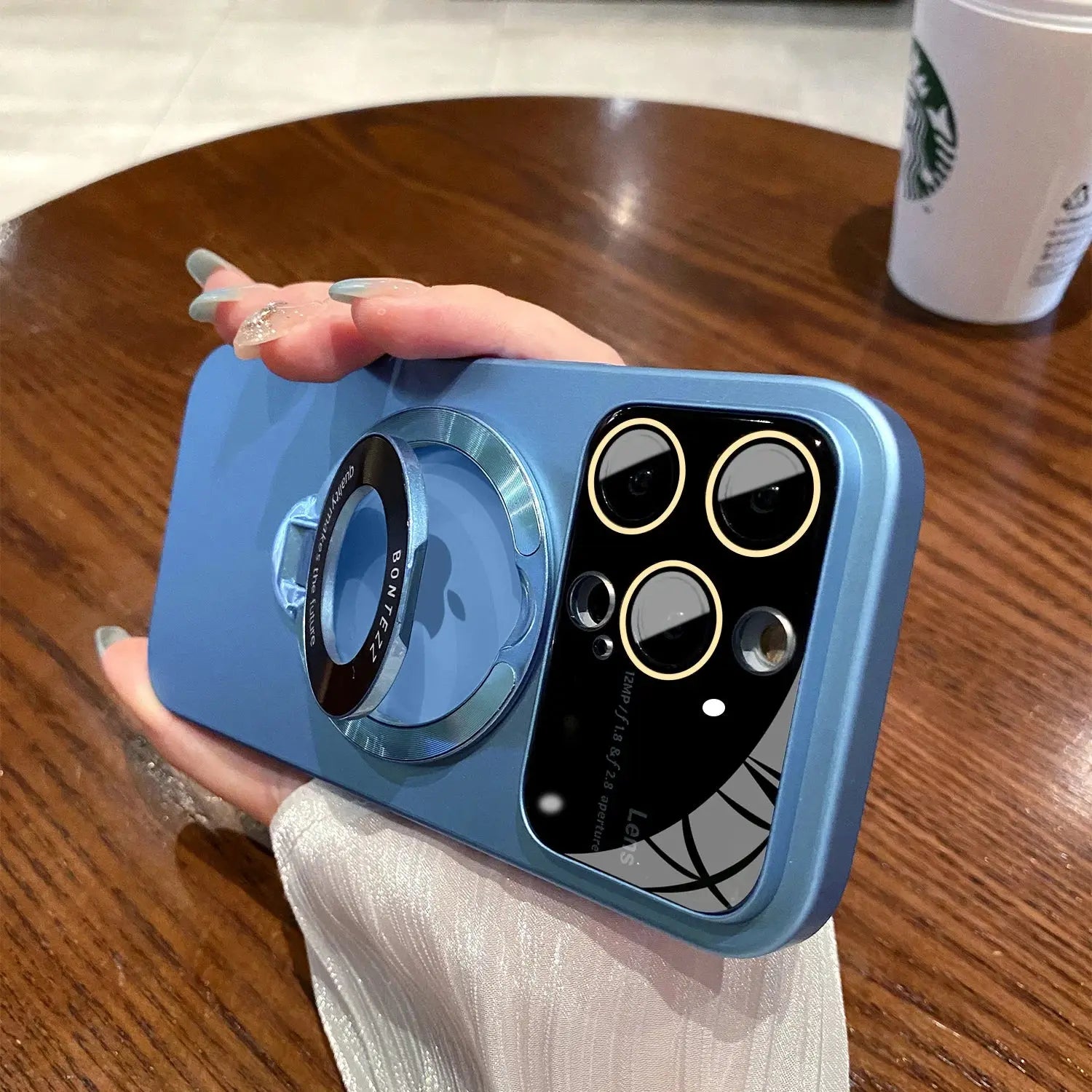 Funda Magsafe con soporte y Protector de lente de vidrio para iPhone 15,14, 13, 12, 11, - La zona Apple