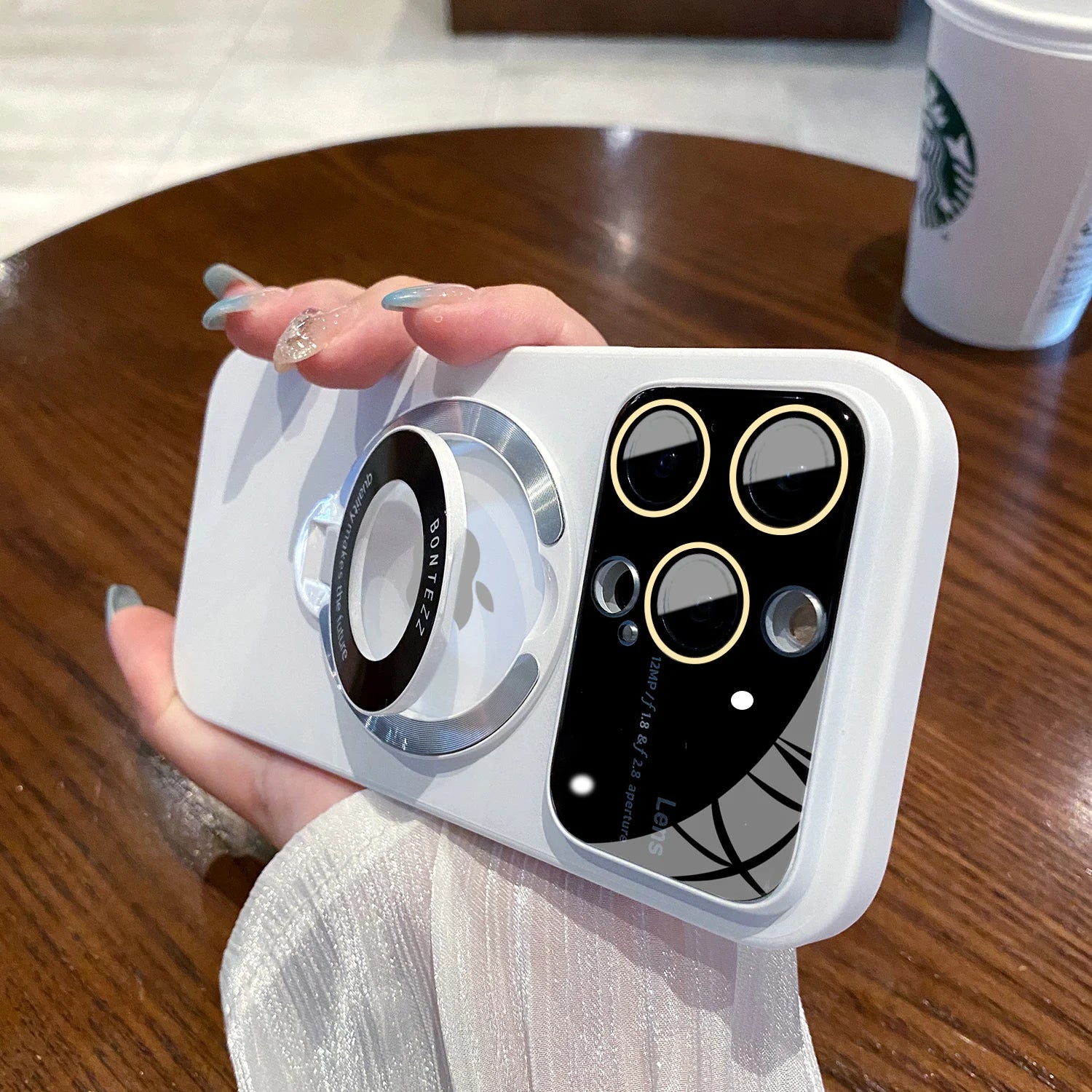 Funda Magsafe con soporte y Protector de lente de vidrio para iPhone 15,14, 13, 12, 11, - La zona Apple