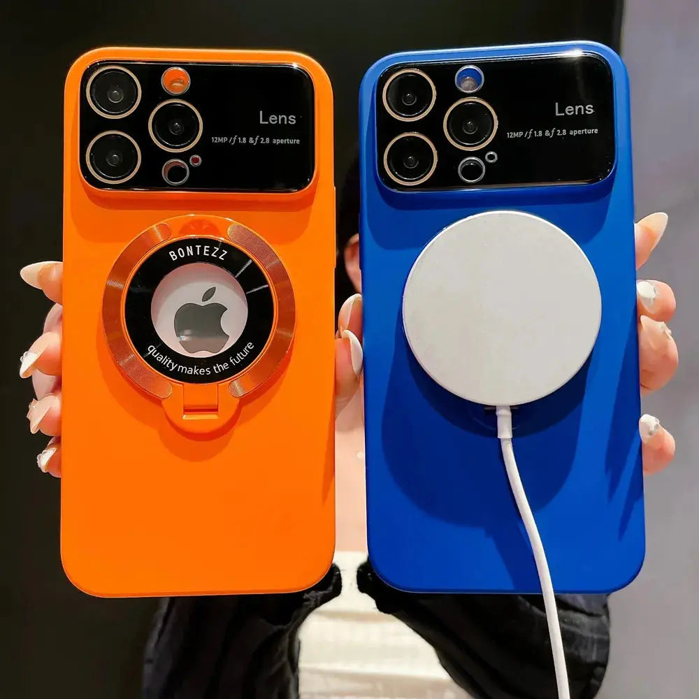 Funda Magsafe con soporte y Protector de lente de vidrio para iPhone 15,14, 13, 12, 11, - La zona Apple