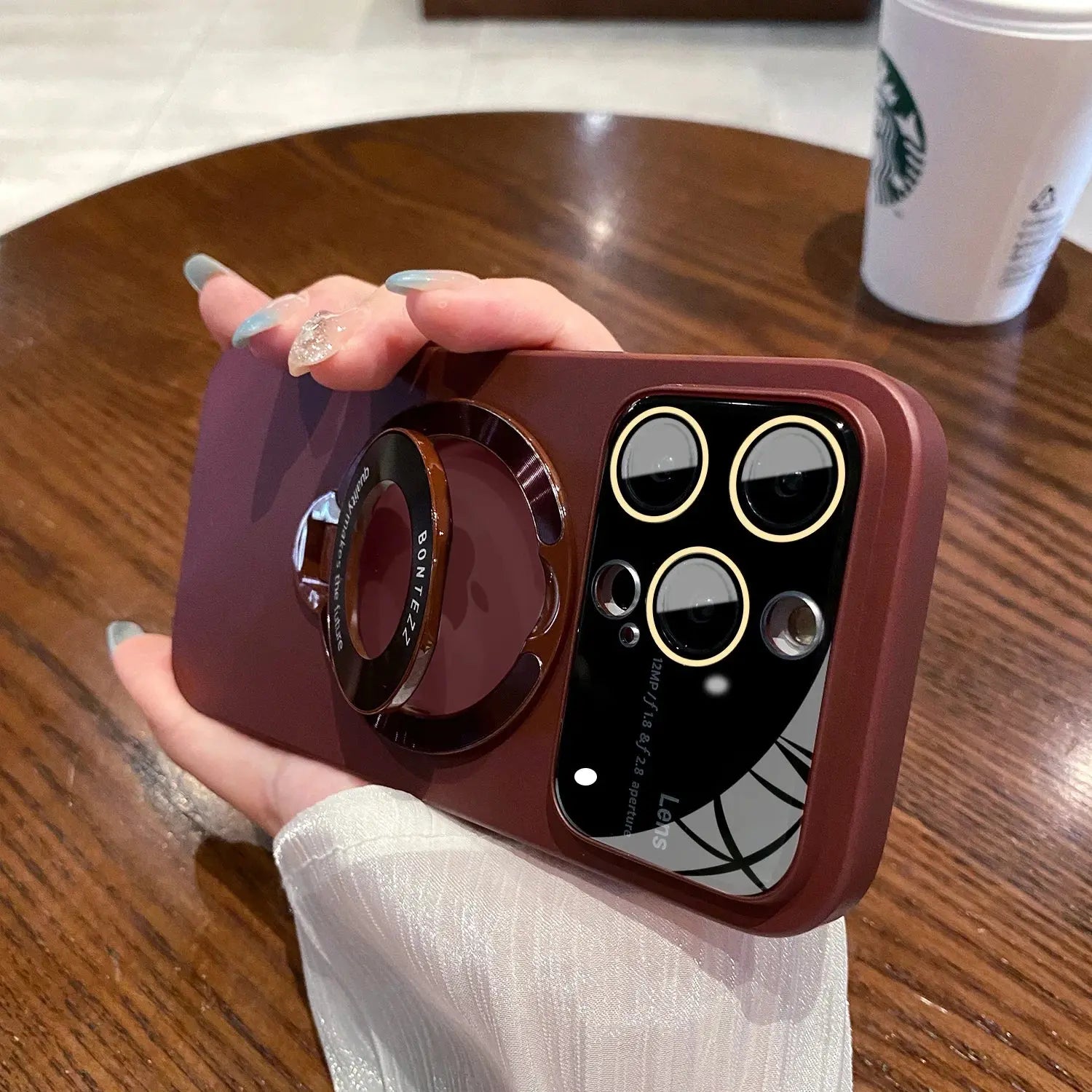 Funda Magsafe con soporte y Protector de lente de vidrio para iPhone 15,14, 13, 12, 11, - La zona Apple