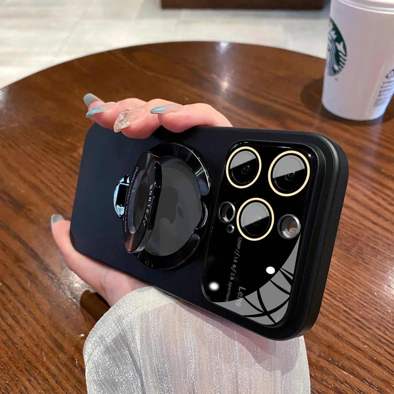 Funda Magsafe con soporte y Protector de lente de vidrio para iPhone 15,14, 13, 12, 11, - La zona Apple