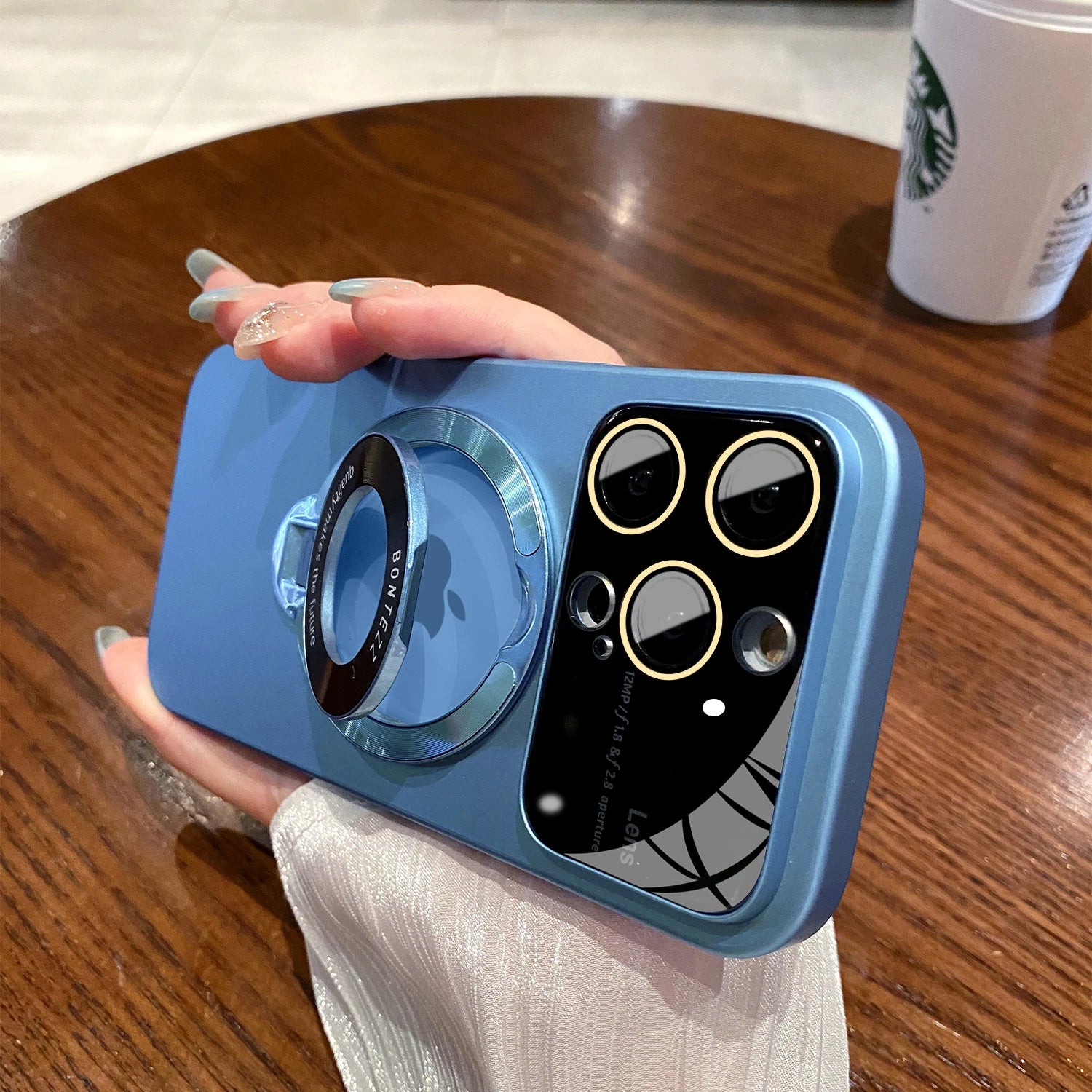Funda Magsafe con soporte y Protector de lente de vidrio para iPhone 15,14, 13, 12, 11, - La zona Apple