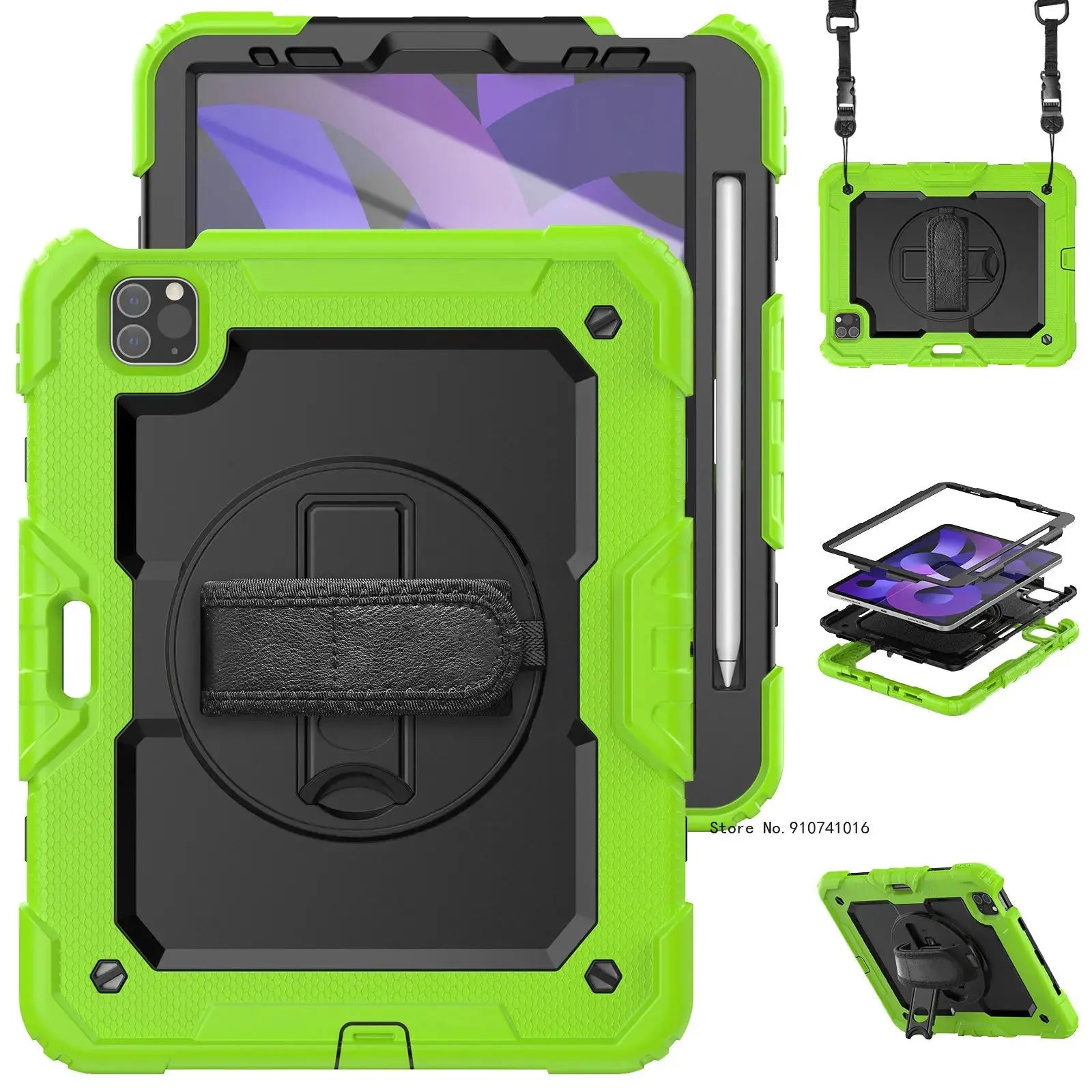 Funda a Prueba de Golpes con Soporte para iPad Air 4, Air 5, 10.9, 2022, 10.ª Generación, con Portalápices, Protector de Pantalla PET y Correa para el Hombro - La zona Apple