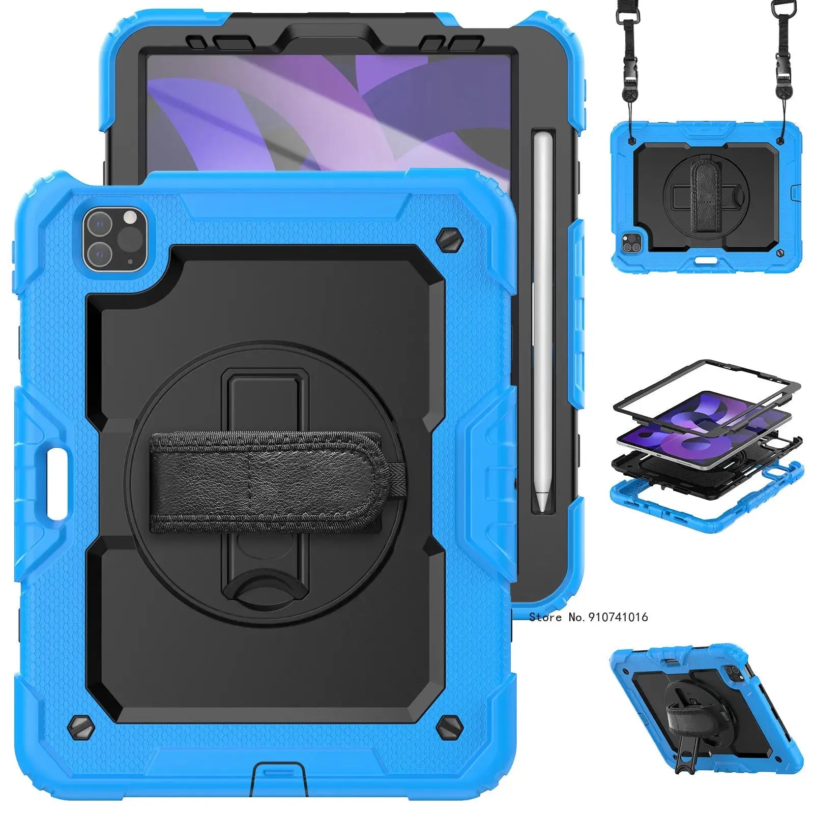 Funda a Prueba de Golpes con Soporte para iPad Air 4, Air 5, 10.9, 2022, 10.ª Generación, con Portalápices, Protector de Pantalla PET y Correa para el Hombro - La zona Apple