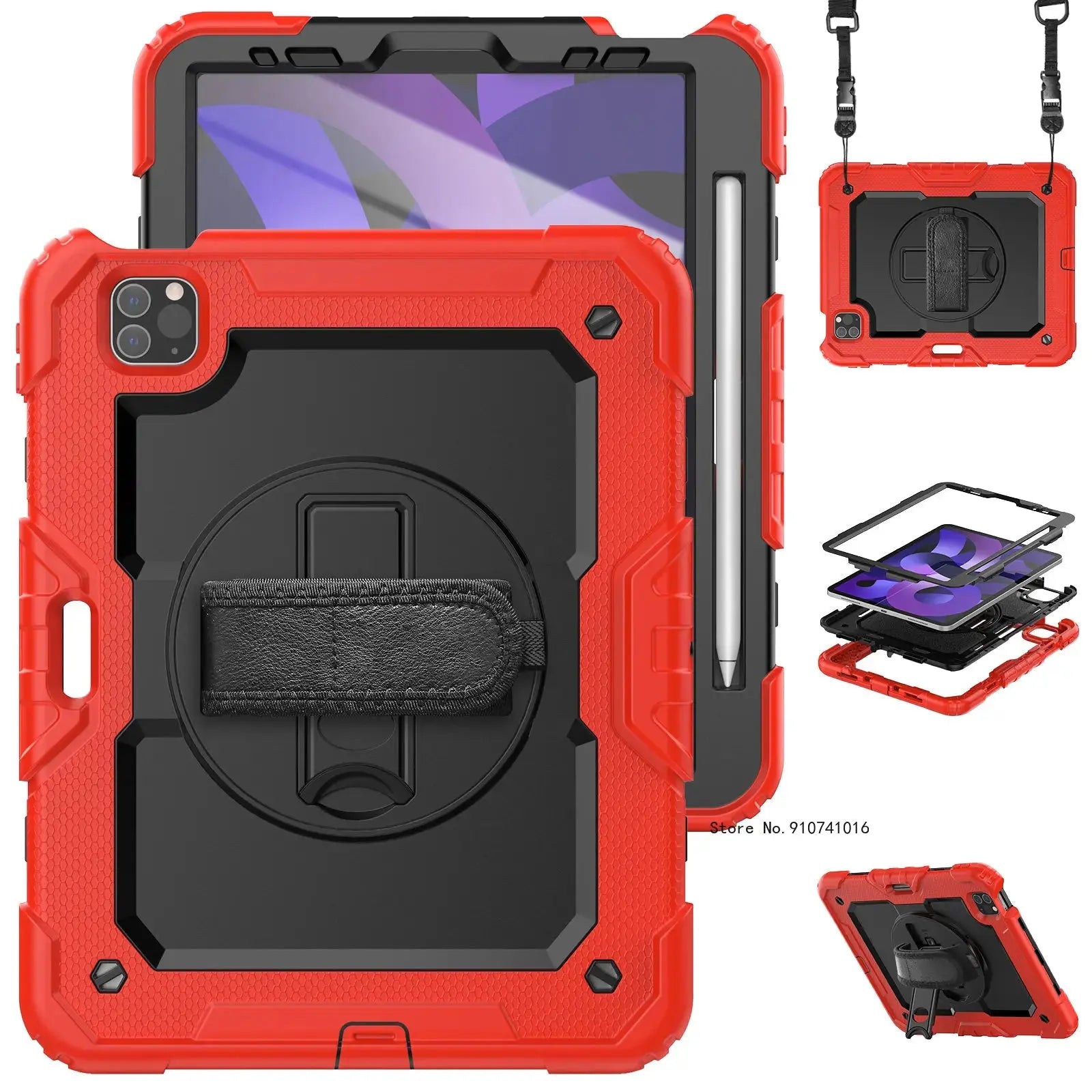 Funda a Prueba de Golpes con Soporte para iPad Air 4, Air 5, 10.9, 2022, 10.ª Generación, con Portalápices, Protector de Pantalla PET y Correa para el Hombro - La zona Apple