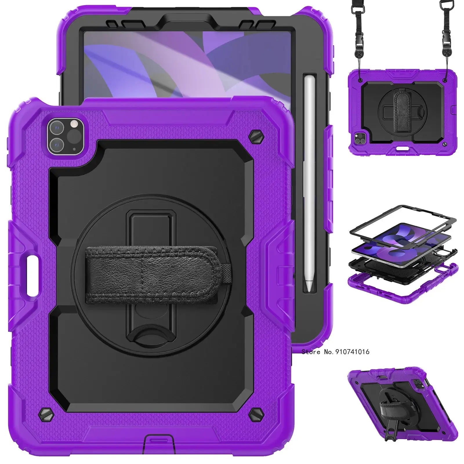 Funda a Prueba de Golpes con Soporte para iPad Air 4, Air 5, 10.9, 2022, 10.ª Generación, con Portalápices, Protector de Pantalla PET y Correa para el Hombro - La zona Apple