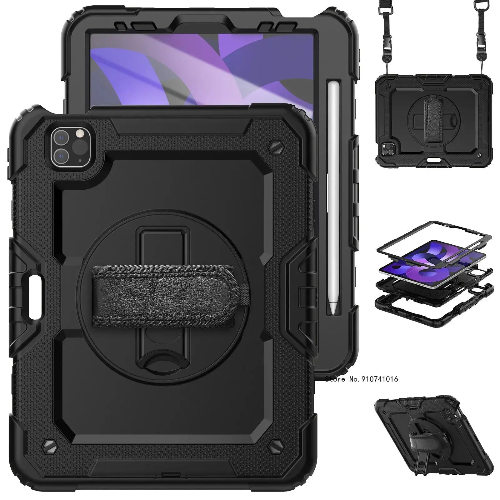 Funda a Prueba de Golpes con Soporte para iPad Air 4, Air 5, 10.9, 2022, 10.ª Generación, con Portalápices, Protector de Pantalla PET y Correa para el Hombro - La zona Apple