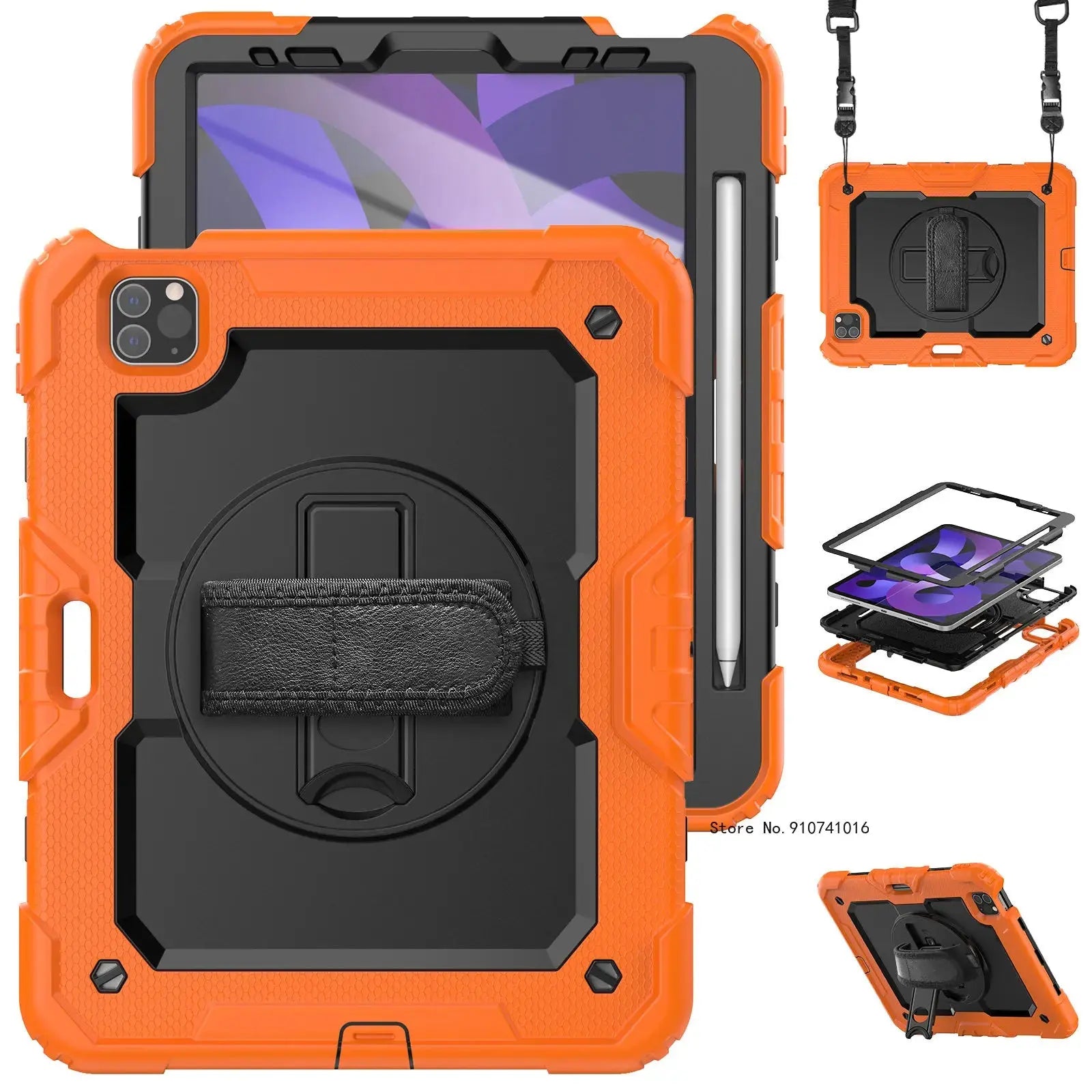 Funda a Prueba de Golpes con Soporte para iPad Air 4, Air 5, 10.9, 2022, 10.ª Generación, con Portalápices, Protector de Pantalla PET y Correa para el Hombro - La zona Apple