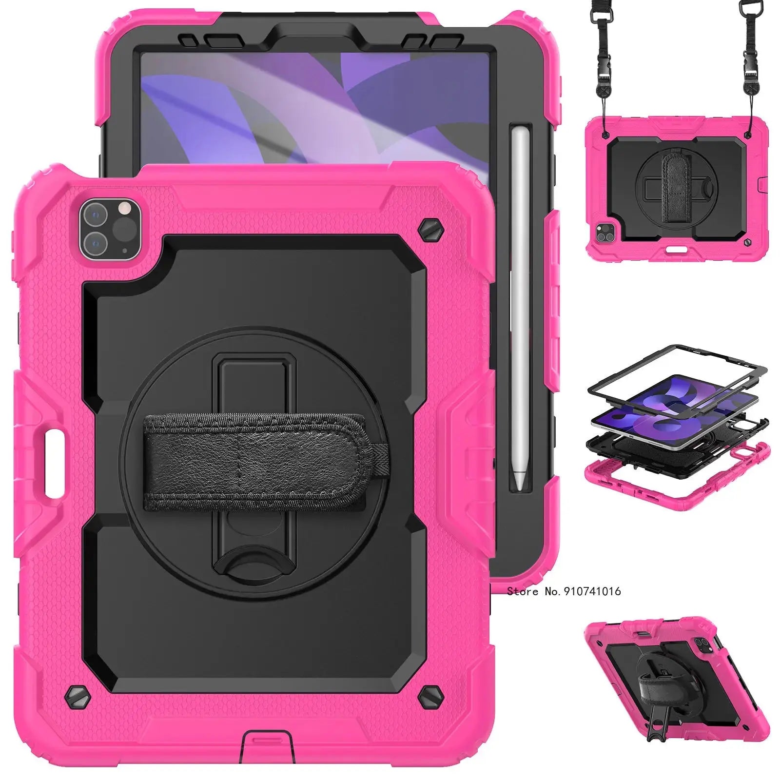 Funda a Prueba de Golpes con Soporte para iPad Air 4, Air 5, 10.9, 2022, 10.ª Generación, con Portalápices, Protector de Pantalla PET y Correa para el Hombro - La zona Apple