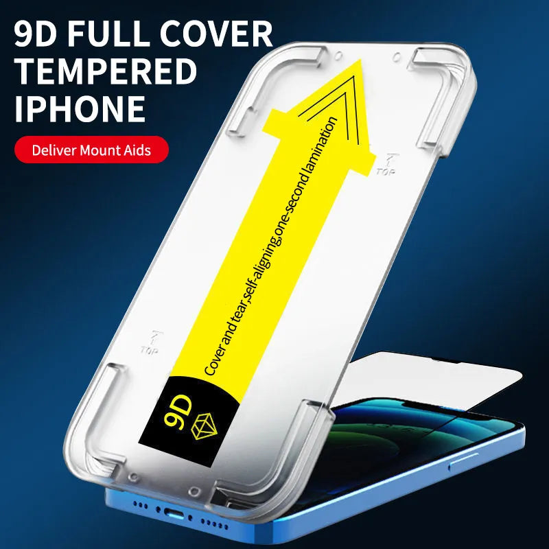 Funda completa de vidrio templado 9D para iphone, Protector de pantalla para iphone 15, 14, 13, 12, 11 Pro Max, 15 Pro, XR, XS MAX - La zona Apple