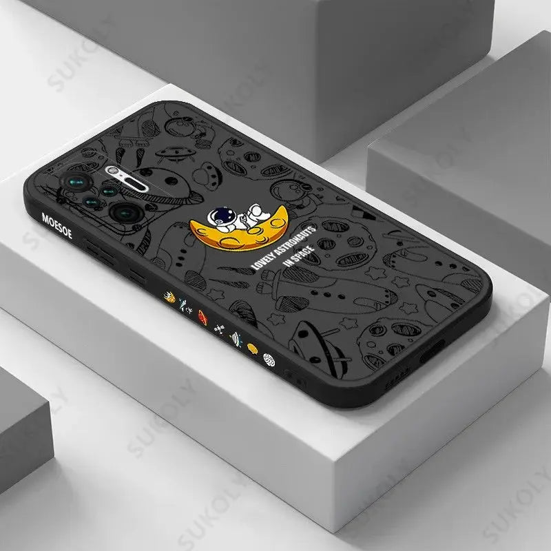 Funda con cordón de astronauta para Xiaomi Redmi Note 10, 9, 8 Pro, 9s, 11s, 11E, 12, Mi 11 Lite, 5G, NE, 11T, Poco X3, X5 Pro, funda con correa de mano - La zona Apple