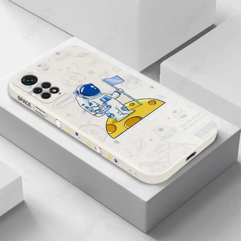 Funda con cordón de astronauta para Xiaomi Redmi Note 10, 9, 8 Pro, 9s, 11s, 11E, 12, Mi 11 Lite, 5G, NE, 11T, Poco X3, X5 Pro, funda con correa de mano - La zona Apple