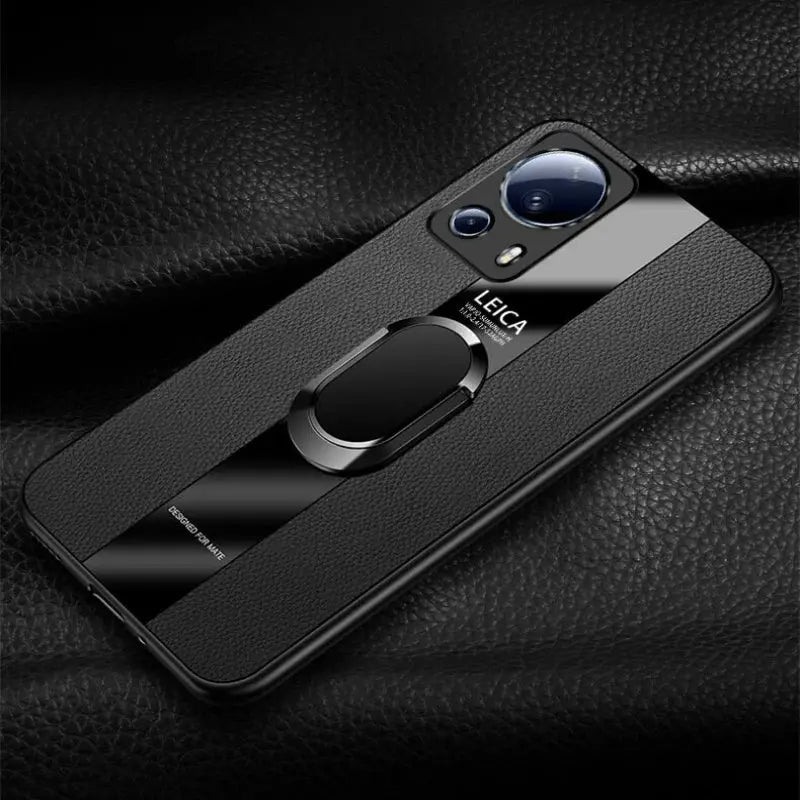 Funda con soporte de anillo magnético para Xiaomi Mi 13 Lite 13 Ultra, cubierta de cuero de lujo a prueba de golpes para Xiaomi 12T Pro 12X 13T - La zona Apple