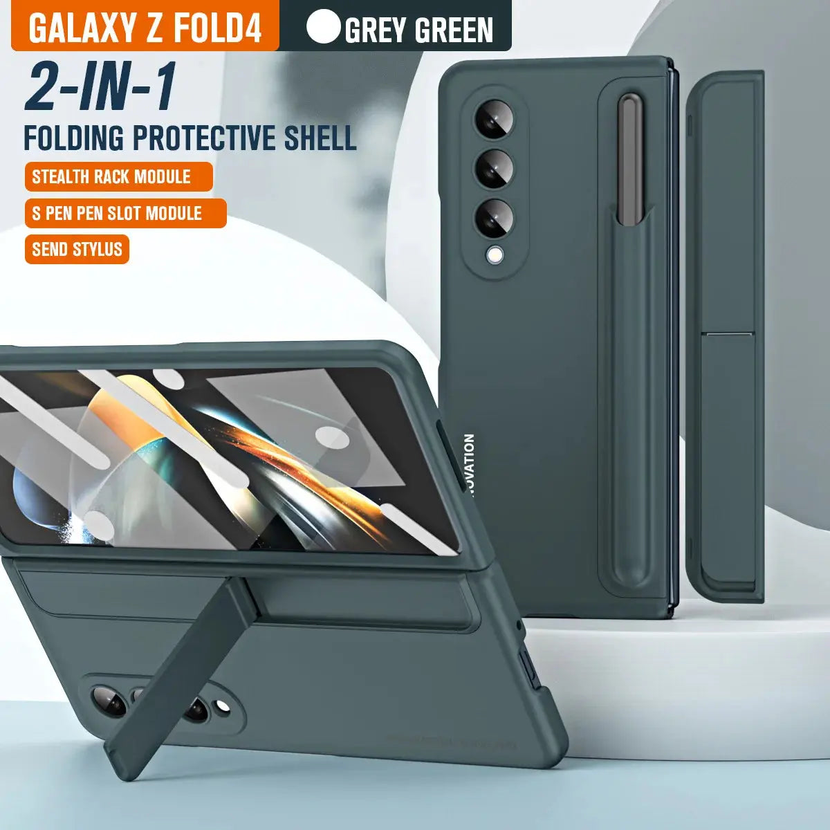 Funda con soporte para bolígrafo, Protector trasero para Samsung Galaxy Z Fold4 5, bolsillo SPen, Z Fold4 5 stylus - La zona Apple