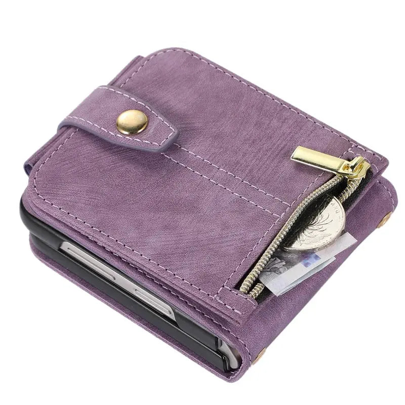 Funda de cuero para Samsung Galaxy Z Flip 4 5, funda con correa cruzada, elegante billetera, tarjetero para Samsung Z Flip 3 - La zona Apple