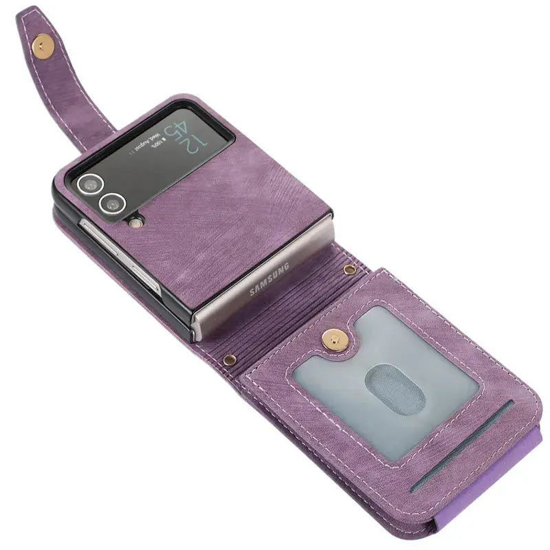 Funda de cuero para Samsung Galaxy Z Flip 4 5, funda con correa cruzada, elegante billetera, tarjetero para Samsung Z Flip 3 - La zona Apple