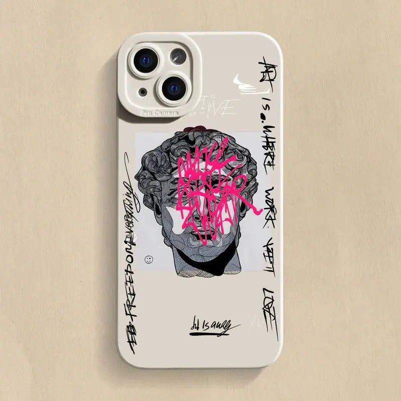 Funda de Graffiti Great Art Esthetic David para iPhone 15 Pro Max, fundas para iPhone 14 13 12 11 XS Max XR X 7 8 Plus SE 2 2020, cubierta suave - La zona Apple