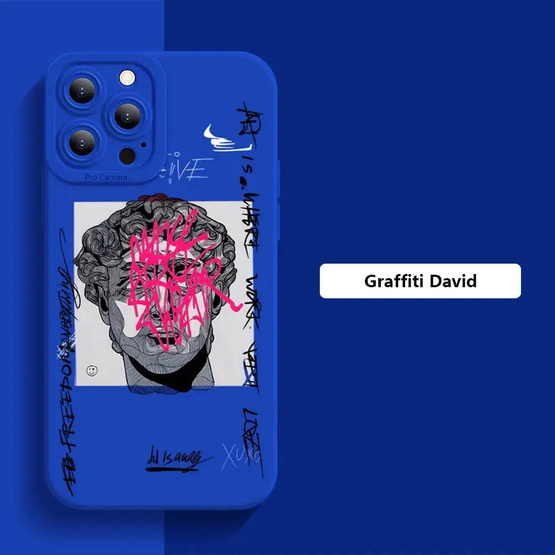 Funda de Graffiti Great Art Esthetic David para iPhone 15 Pro Max, fundas para iPhone 14 13 12 11 XS Max XR X 7 8 Plus SE 2 2020, cubierta suave - La zona Apple