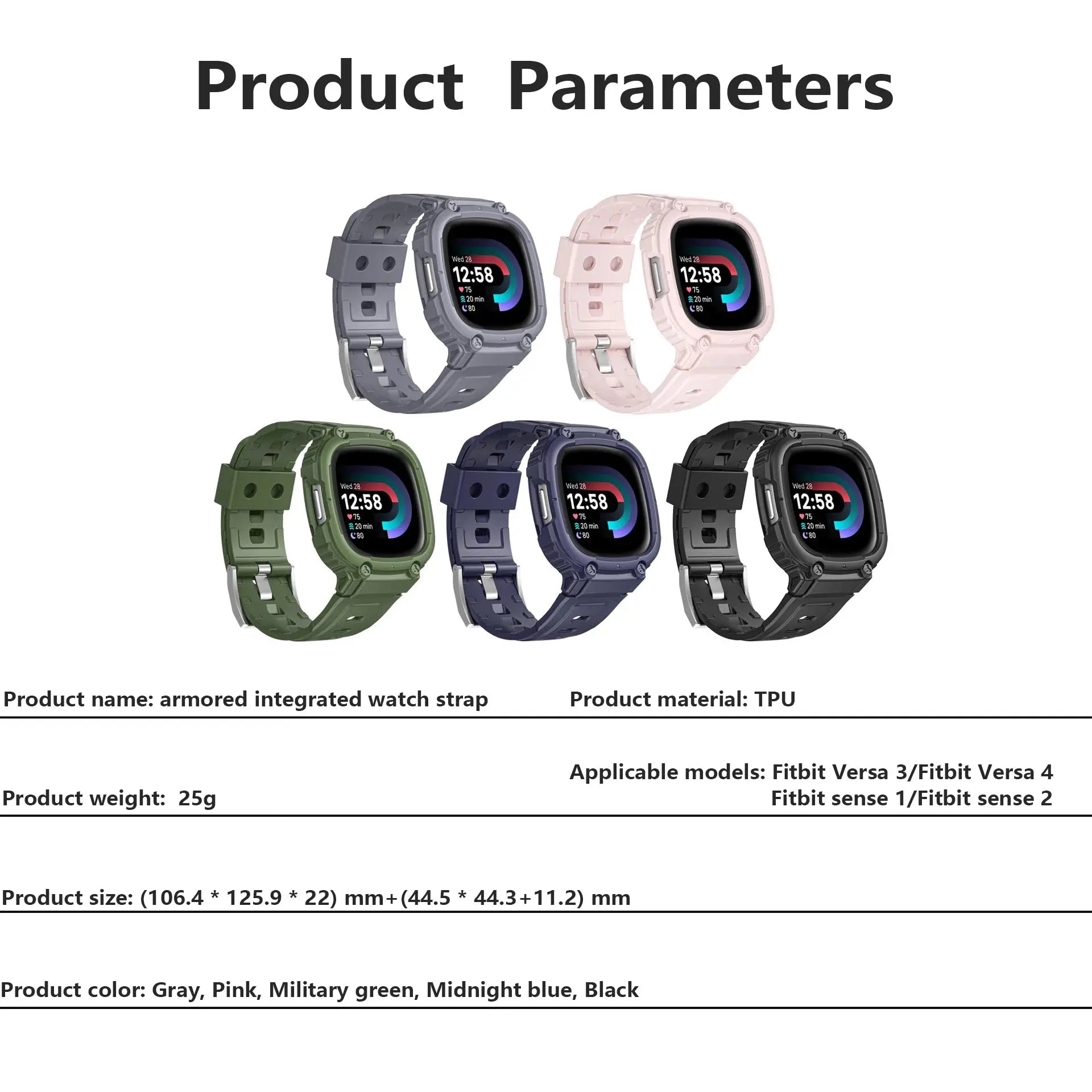 Funda de TPU para reloj Fitbit Versa 3, 4, Sense 2 - La zona Apple