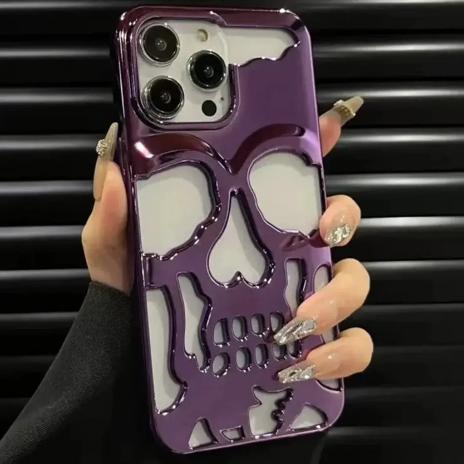 Funda de calavera de esqueleto de lujo para iPhone 11, 12, 13, 14, 15 Pro Max, fundas de teléfono a prueba de golpes, cubierta trasera, cámara, protección completa, Funda hueca - La zona Apple