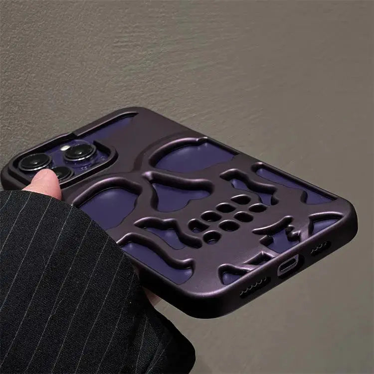 Funda de calavera de esqueleto de lujo para iPhone 11, 12, 13, 14, 15 Pro Max, fundas de teléfono a prueba de golpes, cubierta trasera, cámara, protección completa, Funda hueca - La zona Apple