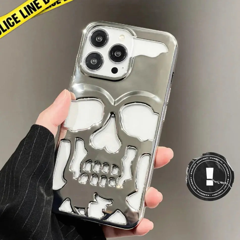 Funda de calavera de esqueleto de lujo para iPhone 11, 12, 13, 14, 15 Pro Max, fundas de teléfono a prueba de golpes, cubierta trasera, cámara, protección completa, Funda hueca - La zona Apple