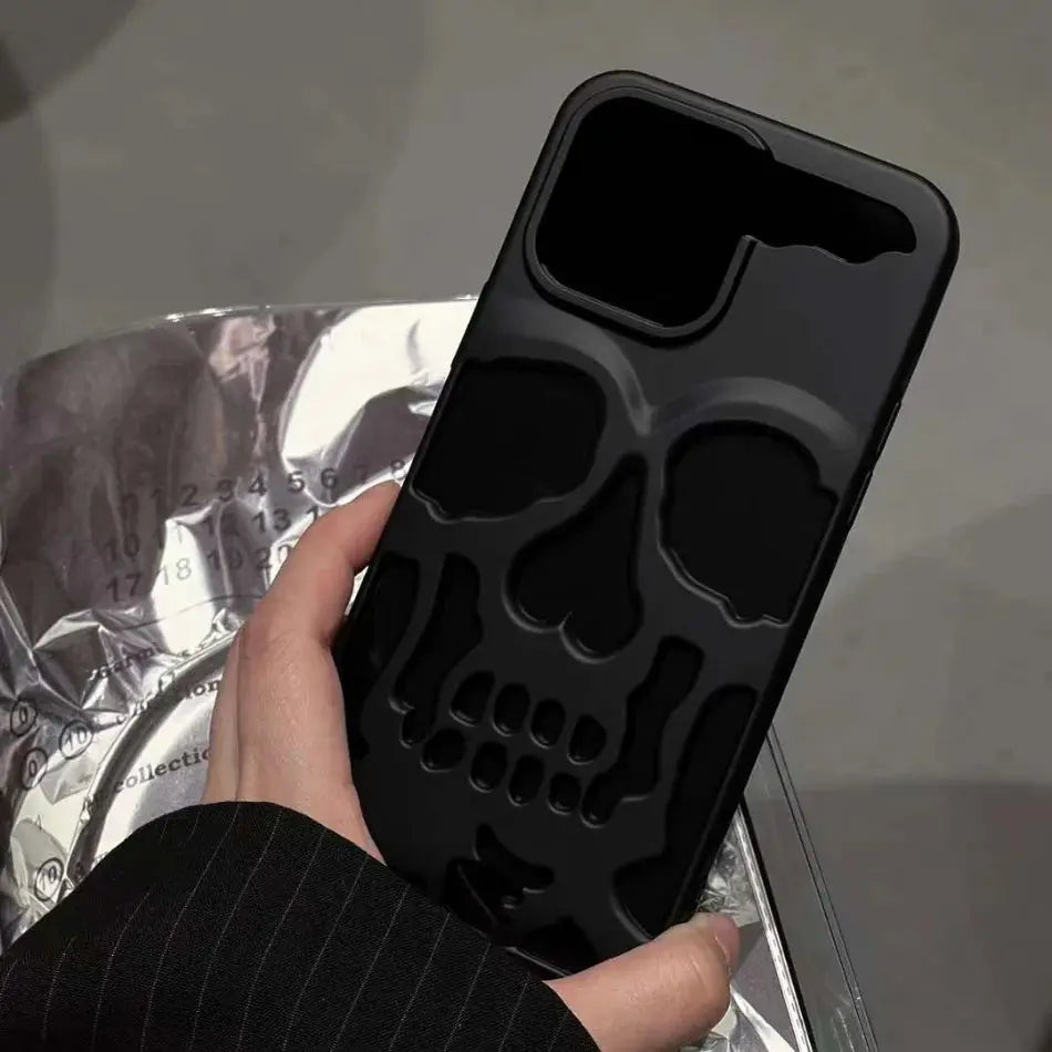 Funda de calavera de esqueleto de lujo para iPhone 11, 12, 13, 14, 15 Pro Max, fundas de teléfono a prueba de golpes, cubierta trasera, cámara, protección completa, Funda hueca - La zona Apple